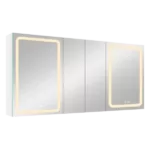 50x30 Inch Dimmer White LED Bathroom Surface Mount Four Door Lighted Medicine Cabinet for Bathroom with Mirror Defogging