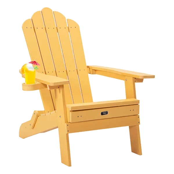 TALE Folding Adirondack Chair with Pullout Ottoman Foot Rest and Cup Holder, Oversized