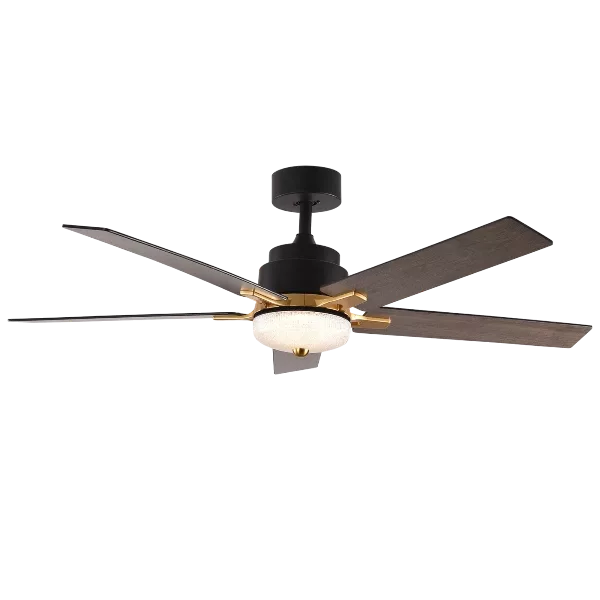 Bright Corners 52 Inch Downrod Mount Ceiling Fans with Lights and Remote Control, Modern Outdoor Indoor Black 5 Blades LED Lights Smart Ceiling Fans for Bedroom, Living Room, and Patios