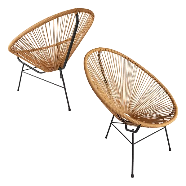 Set of 2 All-Weather Patio Chairs with Flexible Rope and Heavy Duty Frame