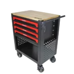 4 Drawers Multifunctional Tool Cart With Tool Set And Wooden Top in Black