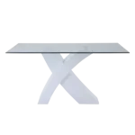 ACME Pervis Dining Table in White & Clear Glass