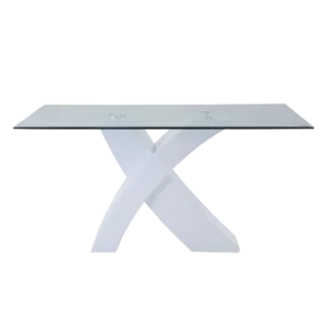 ACME Pervis Dining Table in White & Clear Glass