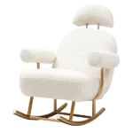 Beige Fabric Rocking Chair of Metal Frame And  Legs Ideal for Living Room & Bedroom