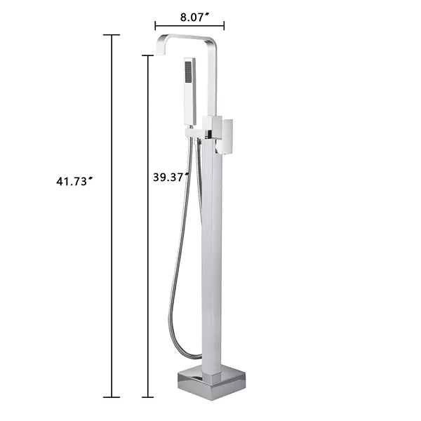 Metal Floor faucet Copper Tub Filler Hot-tub Filler in Silver Color