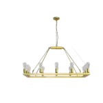 12-Light Candle Style Rectangle Golden Chandelier for Living Room