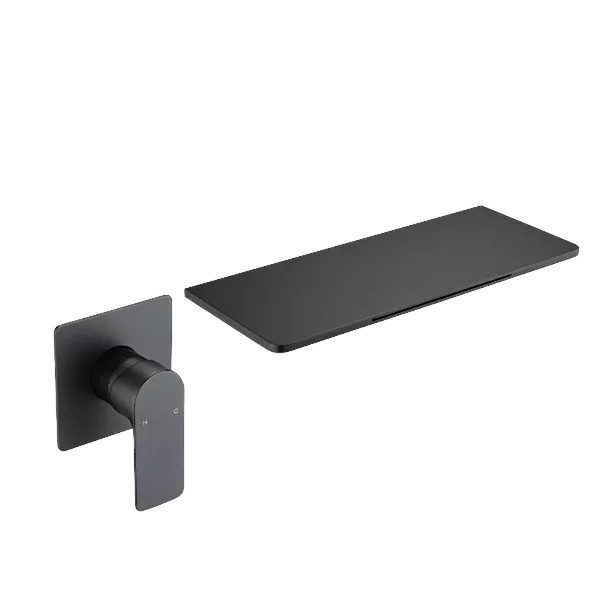 Single Handle Waterfall Wall Mounted Bathroom Faucet in Black Color