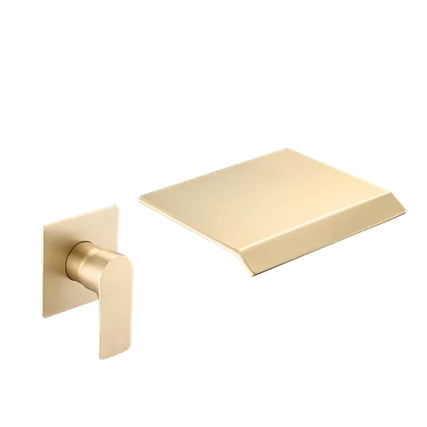 Single handle Wall Mounted Bathroom Faucet in Brushed Gold Color