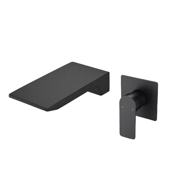Single Handle Wall Mount Waterfall Bathroom Faucet in Black Color