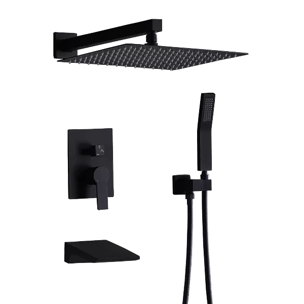 12 inch Shower System With Handheld Shower Head in Black