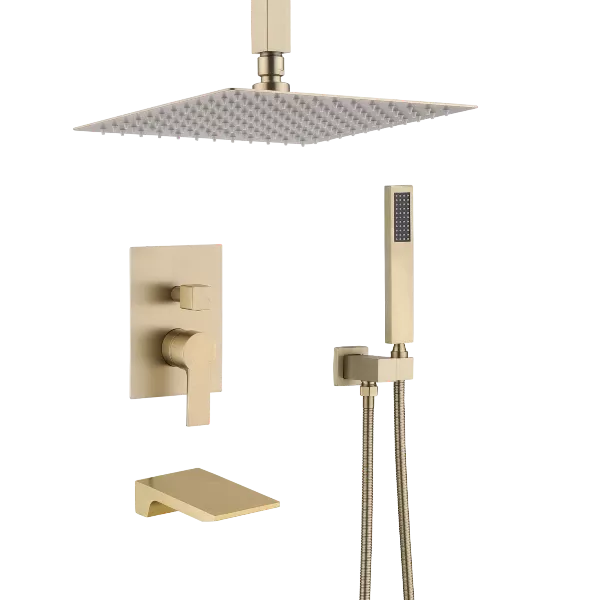12 inch Shower System With Waterfall Tub Spout and Handheld Shower Head