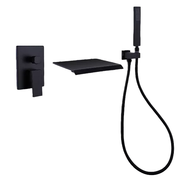 Waterfall Wall Mounted Tub Filler With Handheld Shower