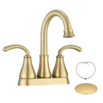 Two Handle Bathroom Faucet with Pop-Up Drain in Gold Color