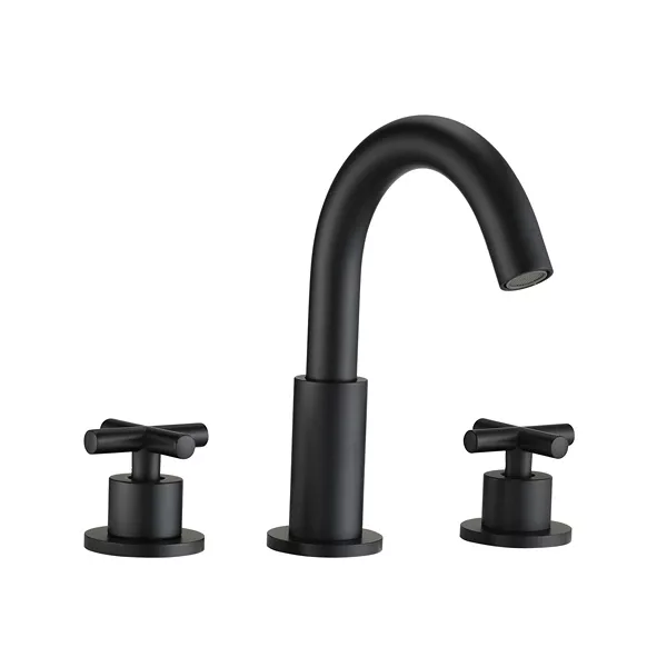 Widespread 2 Handles High-Arc Bathroom Faucet in Matte Black