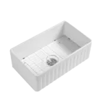 Fireclay 36" L X 20" W Farmhouse Kitchen Sink with Grid and Strainer
