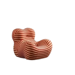 Mordern Red & Yellow Stripe Barrel Chair with Ottoman, ideal for Living Room Bedroom.