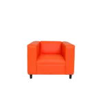Solid Wood Frame Orange Faux Leather Sofa Chair for Living Room, Bedroom and Apartment.