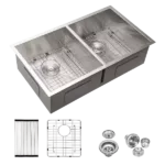 Double Bowl (50/50) Drop in Sink - 33"x22"x9" Stainless Steel Kitchen Sink 18 Gauge with Two 9" Deep Basin