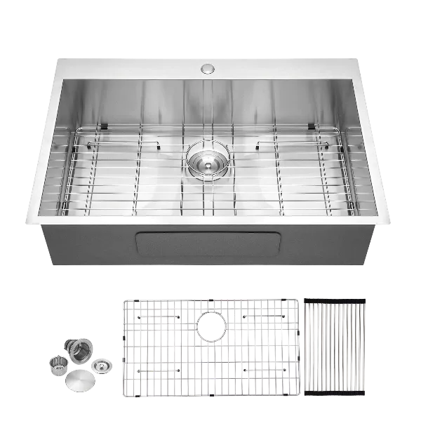 33x22 inch Kitchen Sink Drop In 18 Gauge Stainless Steel 33" Single Bowl Topmount Kitchen Sink Basin