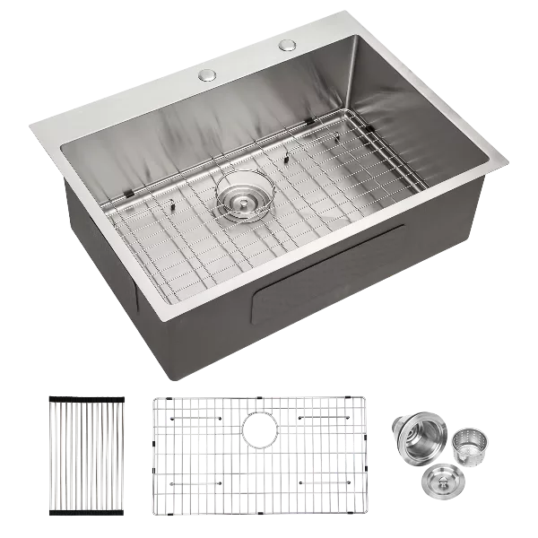 30x22 inch Kitchen Sink Drop In 16 Gauge Stainless Steel 30" Single Bowl Topmount Kitchen Sink Basin