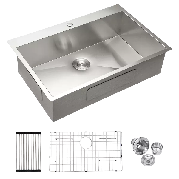 28 Inch Drop In Sink - 28 inch Kitchen Sink Drop in Topmount Single Bowl Sink 18 Gauge Stainless Steel Kitchen Sink Basin