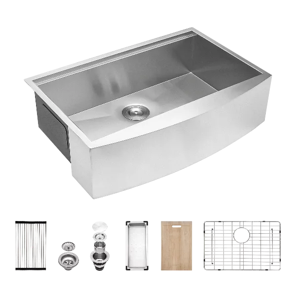 36 Farmhouse Sink Workstation - 36*21*9 Inch Kitchen Sink Stainless Steel 18 gauge Apron Front Kitchen Sink