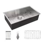 33 Inch Undermount Sink - 33"x19"x9" Undermount Stainless Steel Kitchen Sink 18 Gauge 9 Inch Deep Single Bowl Kitchen Sink Basin
