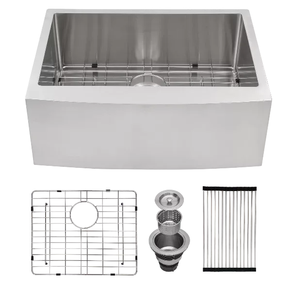24 Inch Farmhouse Kitchen Sink - 24"x21"x10" Stainless Steel Apron Front Farmhouse Sink 10 Inch Deep 16 Gauge Single Bowl Kitchen Sink Basin