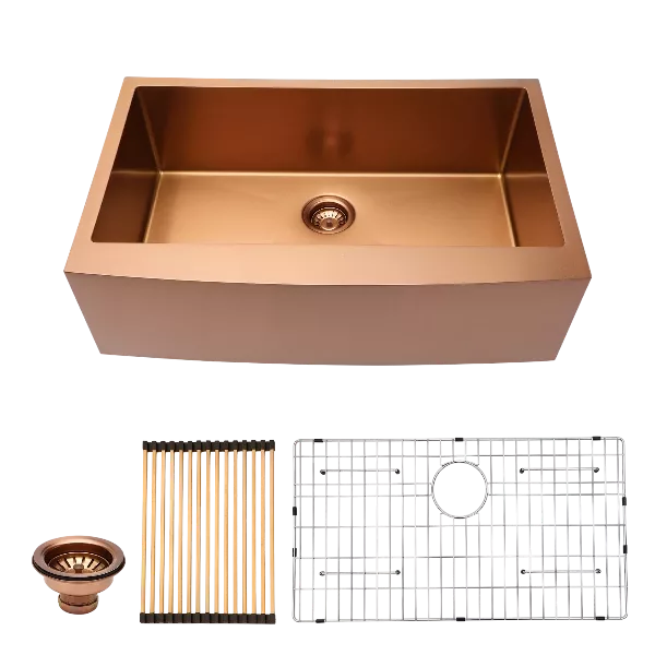 30 Rose Gold Farmhouse Sink - 30 Inch Kitchen Sink Stainless Steel 16 gauge Apron Front Kitchen Sink