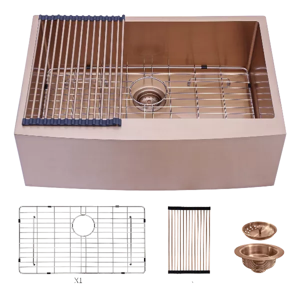 36 Rose Gold Farmhouse Sink - 36 Inch Kitchen Sink Stainless Steel 16 gauge Apron Front Kitchen Sink