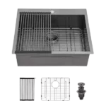 28 Kitchen Sink Drop In - 28x22 Gunmetal Black Drop In Undermount 18 Gauge Stainless Steel Kitchen Sink