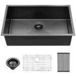28 Inch Undermount Sink - 28”x18”x10” Gunmetal Black Undermount Kitchen Sink 16 Gauge 10 Inch Deep Single Bowl Kitchen Sink Basin