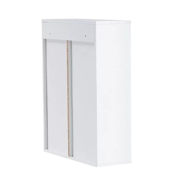 Wood wall-mounted storage cabinet, 5-layer toilet bathroom storage cabinet, multifunctional cabinet with adjustable door, white