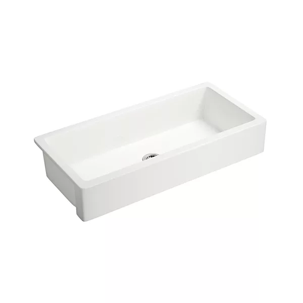 37 Inch Farmhouse Kitchen Sink, Apron Front Kitchen Sink Single Bowl White Fireclay Porcelain Ceramic Farm Kitchen Sinks 37"L x 19"W x 8"H