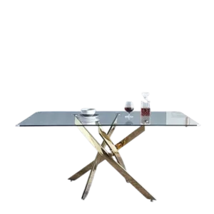 Modern Rectangular Tempered Glass Dining Table For 6 People