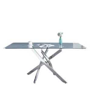 Modern Dining Room Interior Design Rectangular Tempered Glass Dining Table for 6 People