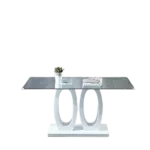 Contemporary Double Pedestal Dining Table with Tempered Glass Top and MDF Base