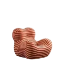 Mordern Red & Yellow Stripe Barrel Chair with Ottoman, ideal for Living Room Bedroom.