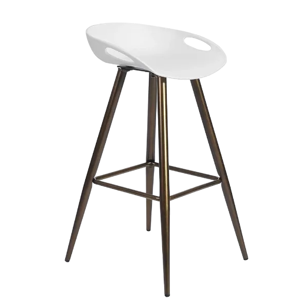 Modern White Backless Counter Stool with Metal Frame and Plastic Seat
