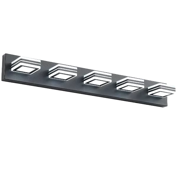 LED Modern Black Vanity Lights, 5-Lights Acrylic Matte Black Bathroom Vanity Lights Over Mirror