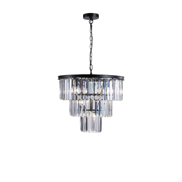 Annapolis 7 -Light Black Unique Tiered Chandelier with Crystal Accents For Indoor