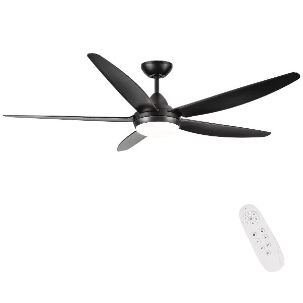 56 In Intergrated LED Ceiling Fan Lighting with Black ABS Blade