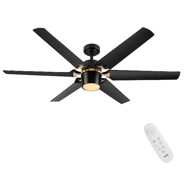 60 in. Integrated LED Modern Luxury Indoor Black Gold Ceiling Fan with DC Rversible Motor and Remote Control