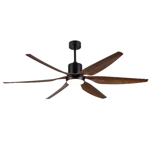 Light Pro 66 in. Smart Indoor Black Standard Ceiling Fan with Brown Blades in Integrated LED