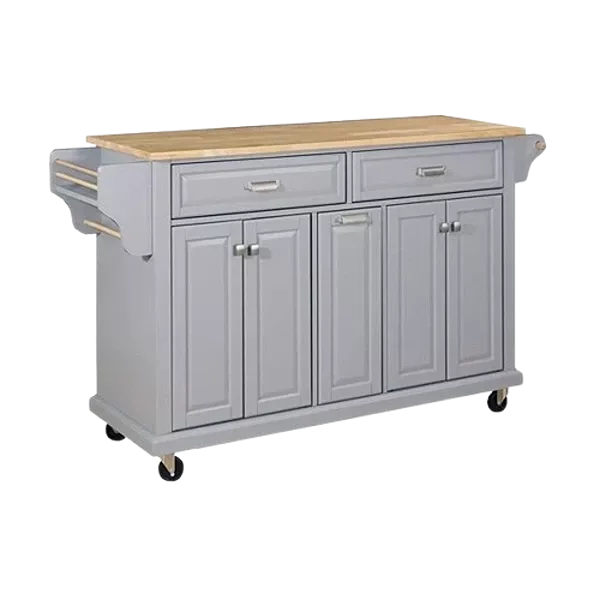Cambridge Natural Wood Top Kitchen Island with Storage