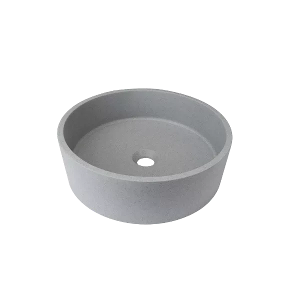Round Concrete Vessel Bathroom Sink in Dark Gray