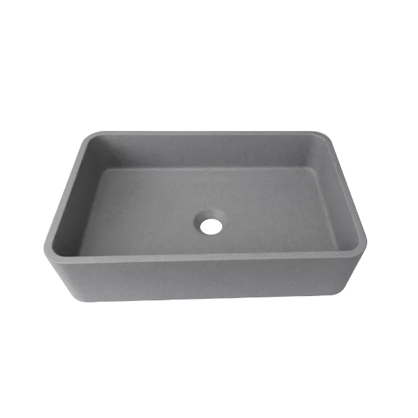 Square Concrete Vessel Bathroom Sink in Gray