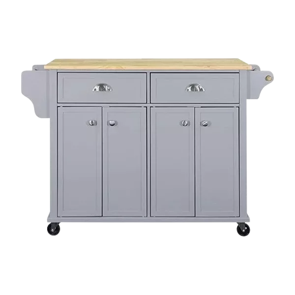 Cambridge Natural Wood Top Kitchen Island with Storage