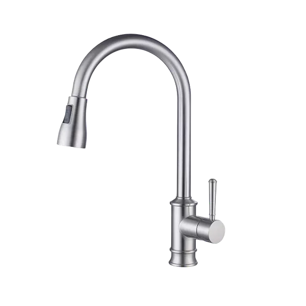 Single Handle Kitchen Faucet With Side Spray in Brushed Nickel