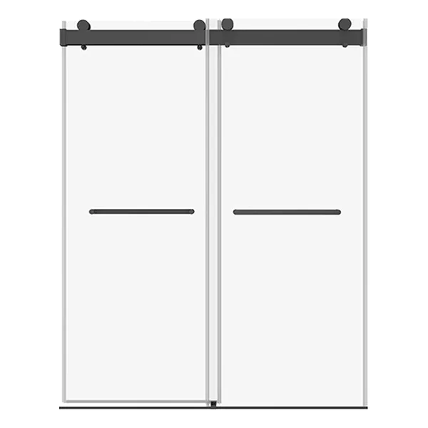 72 in. W x 76 in. H Sliding Frameless Shower Door in Matte Black with 3/8 in. (10 mm) Clear Glass With Buffer